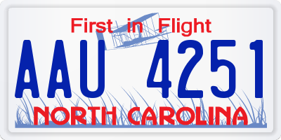NC license plate AAU4251