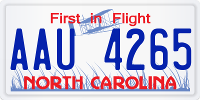 NC license plate AAU4265