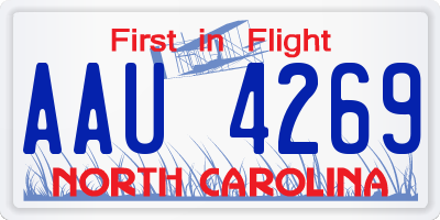 NC license plate AAU4269