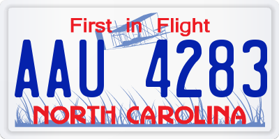 NC license plate AAU4283