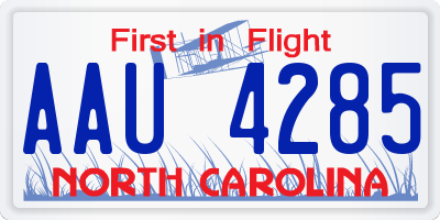 NC license plate AAU4285