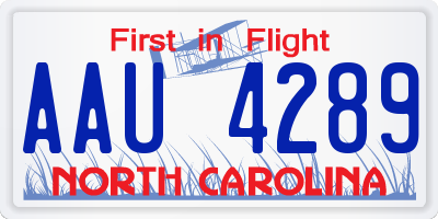 NC license plate AAU4289