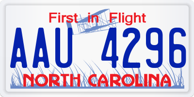 NC license plate AAU4296