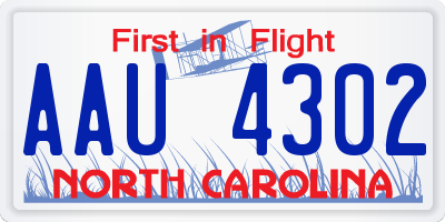 NC license plate AAU4302