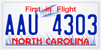 NC license plate AAU4303