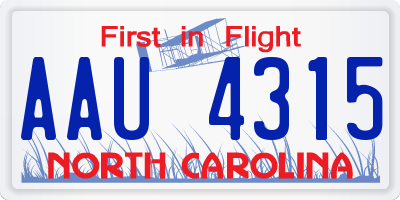 NC license plate AAU4315