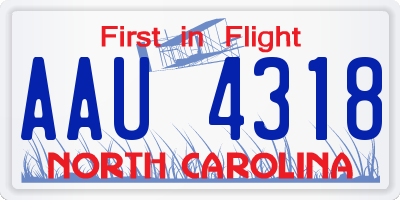 NC license plate AAU4318