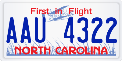 NC license plate AAU4322