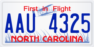 NC license plate AAU4325