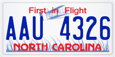 NC license plate AAU4326
