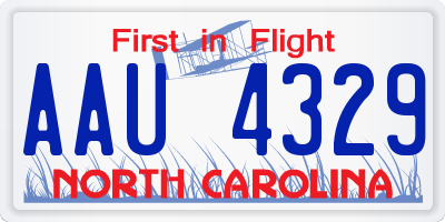 NC license plate AAU4329