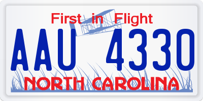 NC license plate AAU4330