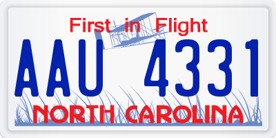 NC license plate AAU4331