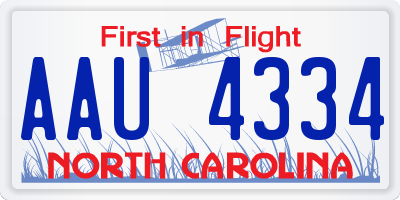 NC license plate AAU4334