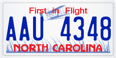 NC license plate AAU4348