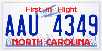 NC license plate AAU4349