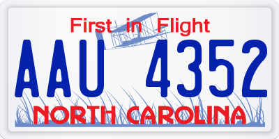 NC license plate AAU4352