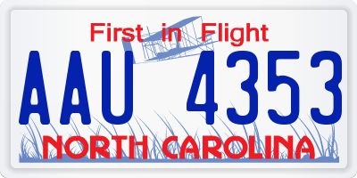NC license plate AAU4353
