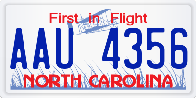 NC license plate AAU4356