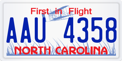 NC license plate AAU4358