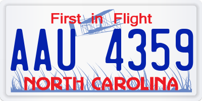 NC license plate AAU4359