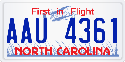 NC license plate AAU4361
