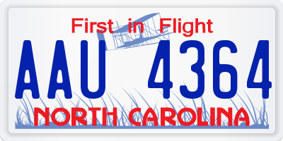 NC license plate AAU4364