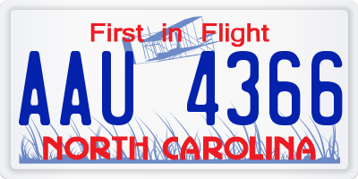 NC license plate AAU4366