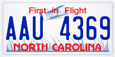 NC license plate AAU4369