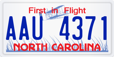 NC license plate AAU4371