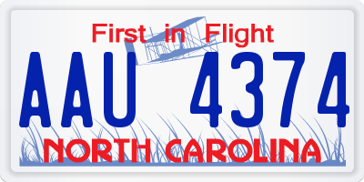 NC license plate AAU4374