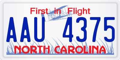 NC license plate AAU4375