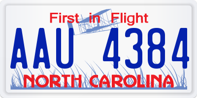 NC license plate AAU4384