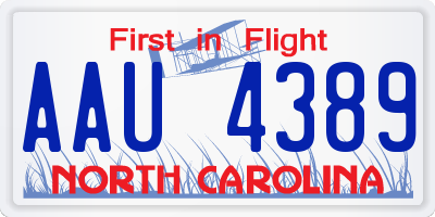 NC license plate AAU4389