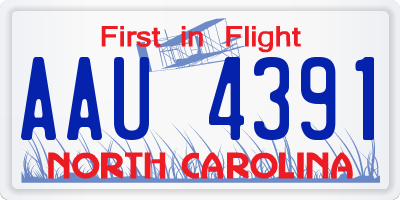 NC license plate AAU4391