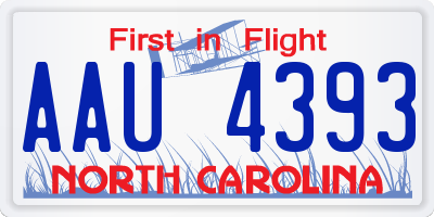 NC license plate AAU4393