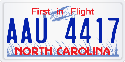 NC license plate AAU4417
