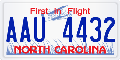 NC license plate AAU4432