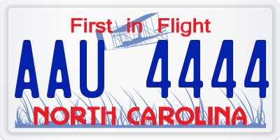 NC license plate AAU4444