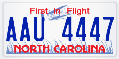 NC license plate AAU4447