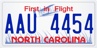 NC license plate AAU4454