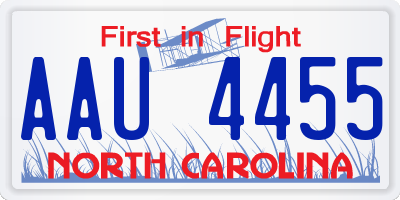 NC license plate AAU4455