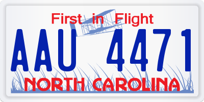NC license plate AAU4471