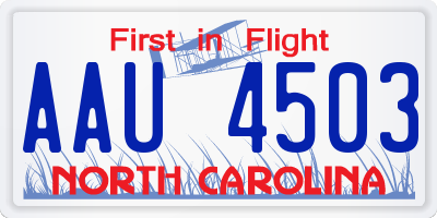 NC license plate AAU4503