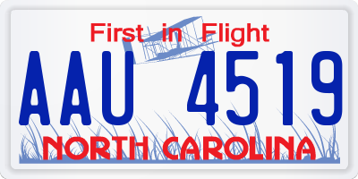 NC license plate AAU4519