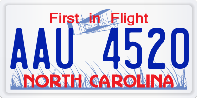 NC license plate AAU4520