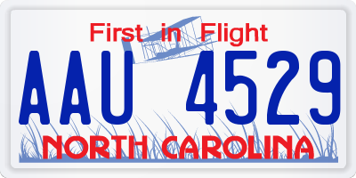 NC license plate AAU4529