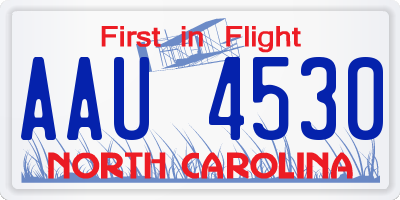 NC license plate AAU4530