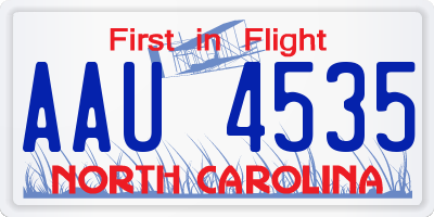 NC license plate AAU4535