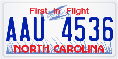 NC license plate AAU4536